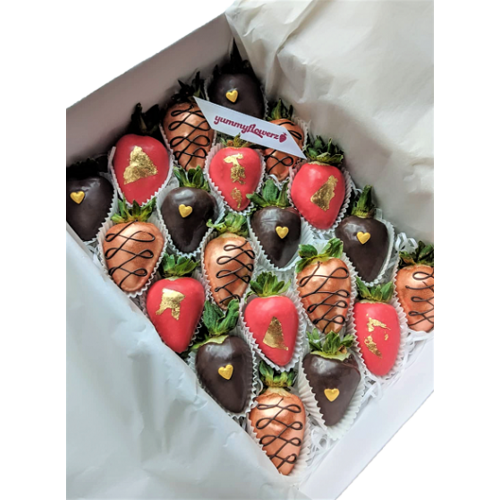 20pcs Black, Bronze, Red & Gold Leaf Chocolate Strawberries Gift Box